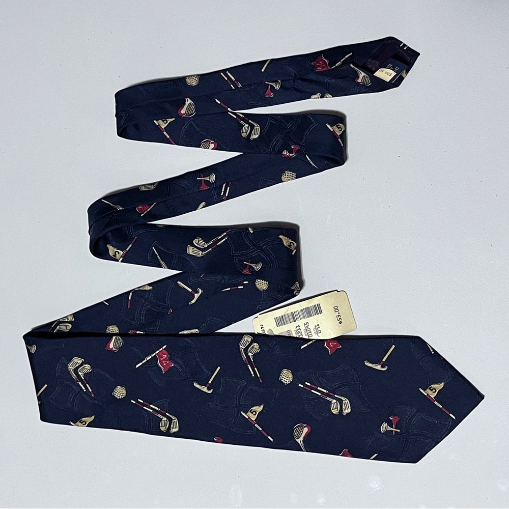 NWT Vintage Stock - Polo Ralph Lauren - Golf Club/Assessories Patterned Navy Tie